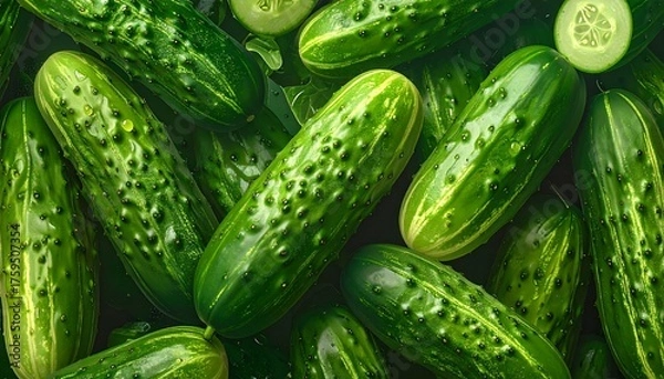 Fototapeta Fresh cucumbers, background