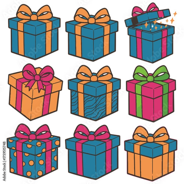 Fototapeta Colorful Gift Box Vector Icons Set – Present Clip Art