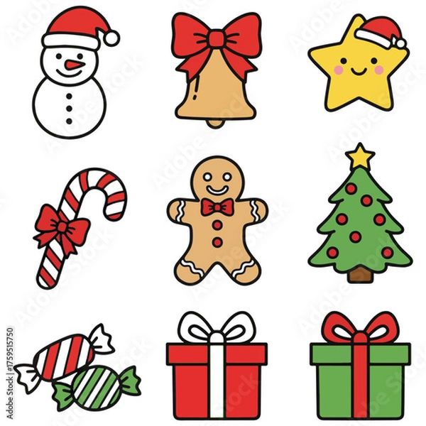 Fototapeta Cute Christmas Character Vector Icons & Holiday Graphics