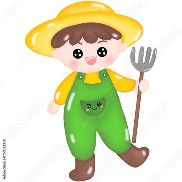 Obraz boy doing farming