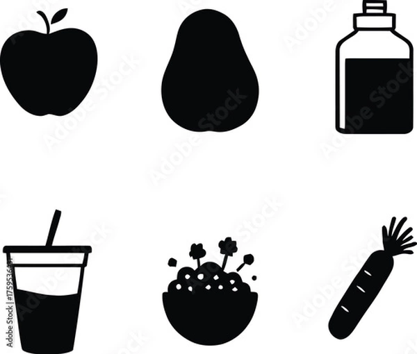 Obraz Healthy food icons vector illustration for diet and nutrition concept design isolated on white background