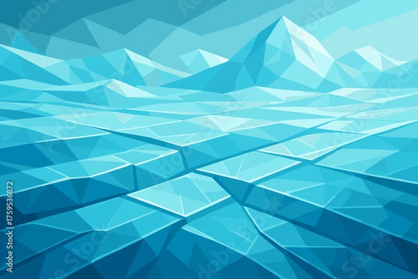 Fototapeta Surfaces polygonal angular glacier forming vector ice landscape glowing illustration cracks
