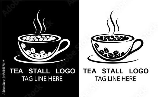 Obraz Vibrant and colorful logo design for a tea stall featuring a classic emblem
