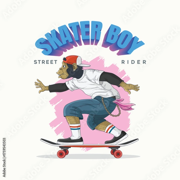 Obraz Cool Monkey Skater on Streets