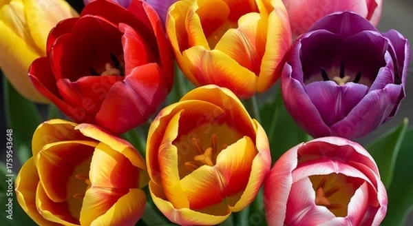 Fototapeta Vibrant tulips in full bloom showcasing vivid colors and intricate details
