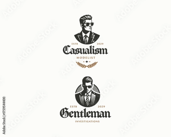 Obraz classy gentleman with black suit logo