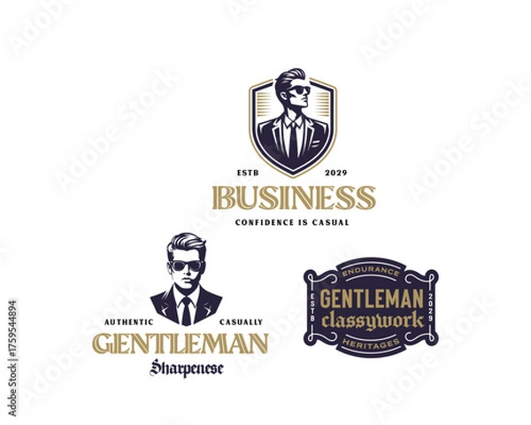 Obraz classy gentleman with black suit logo