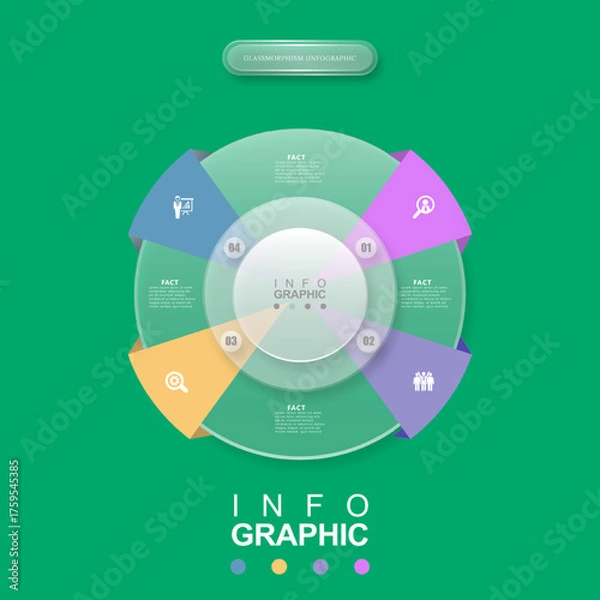 Fototapeta circular infographic step and options glassmorphism style