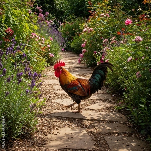 Obraz rooster in the garden