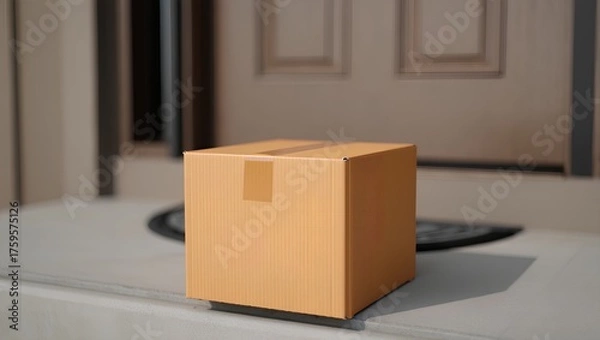 Fototapeta Unattended Delivery Box on Modern Doorstep