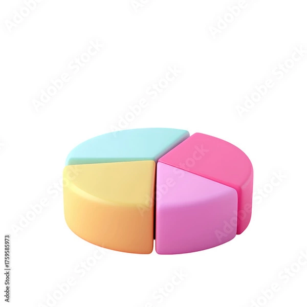 Obraz Colorful pie chart 3D model representing data visualization concept