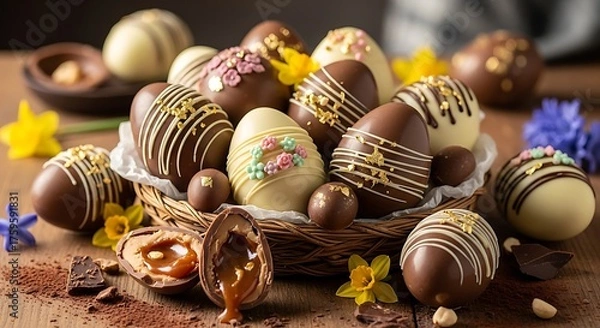 Obraz chocolate easter eggs with chocolate