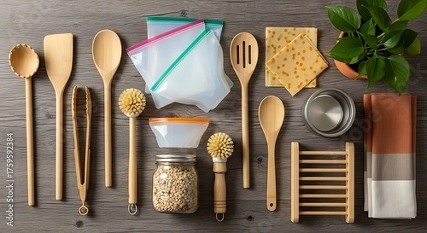 Obraz cutlery on a wooden table