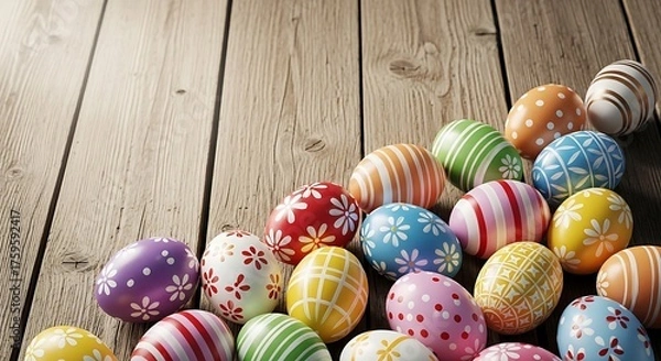 Obraz easter eggs on wooden background