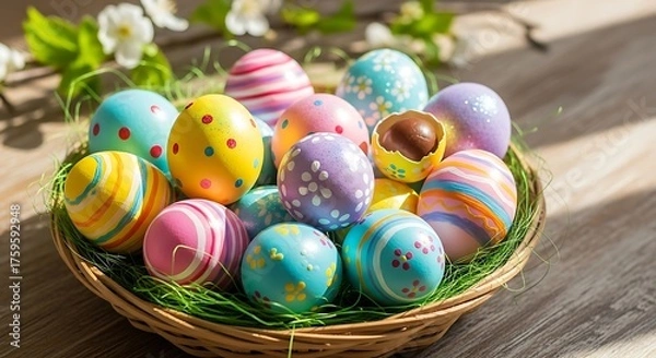 Obraz easter eggs in a basket