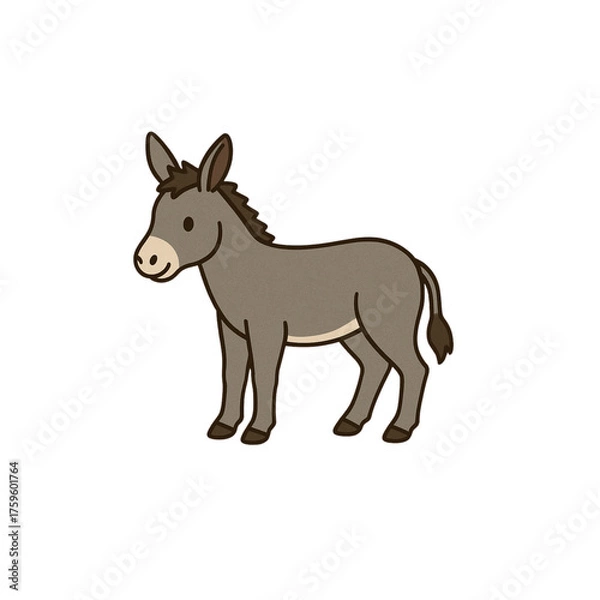 Fototapeta ロバのカラーアイコン、素材、背景なし、資料作り、動物