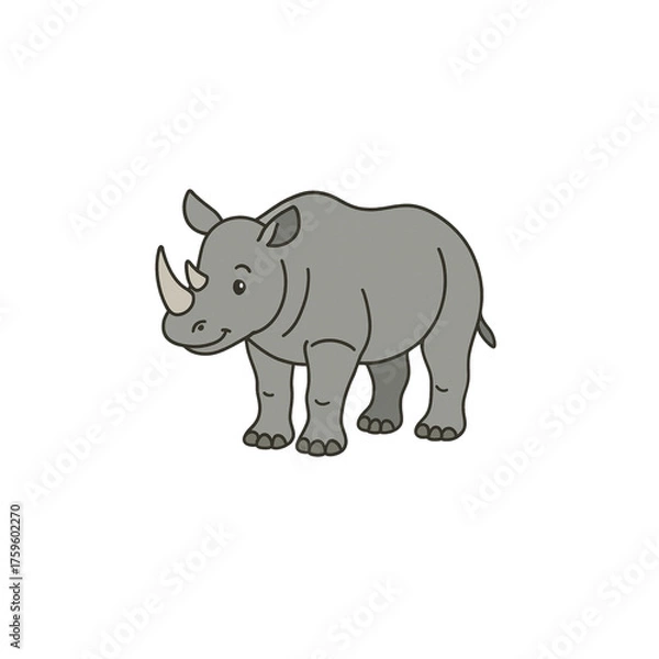 Fototapeta サイのカラーアイコン、素材、背景なし、資料作り、動物