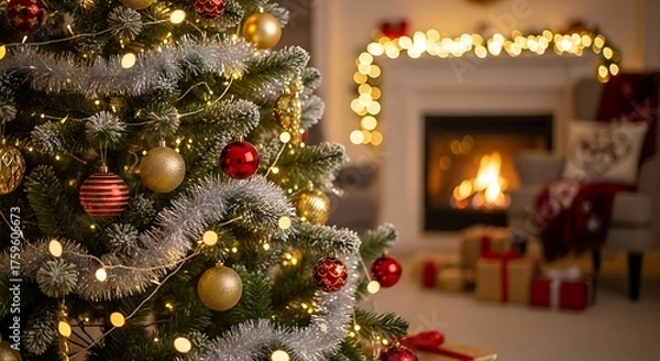 Obraz decorated christmas tree