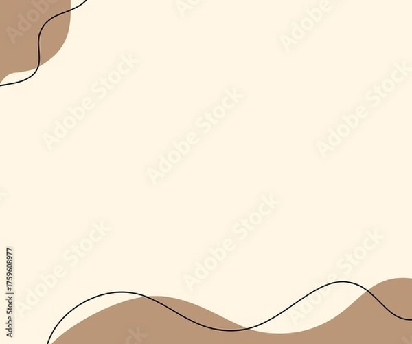 Fototapeta beige and green wavy aesthetic square greeting card, landscape background for invitations, presentations, posters etc