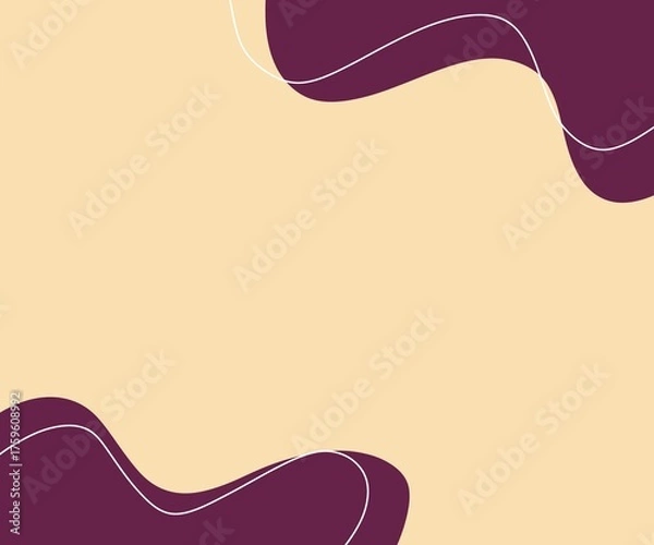 Fototapeta Beige and purple wavy aesthetic square greeting card, landscape background for invitations, presentations, posters etc