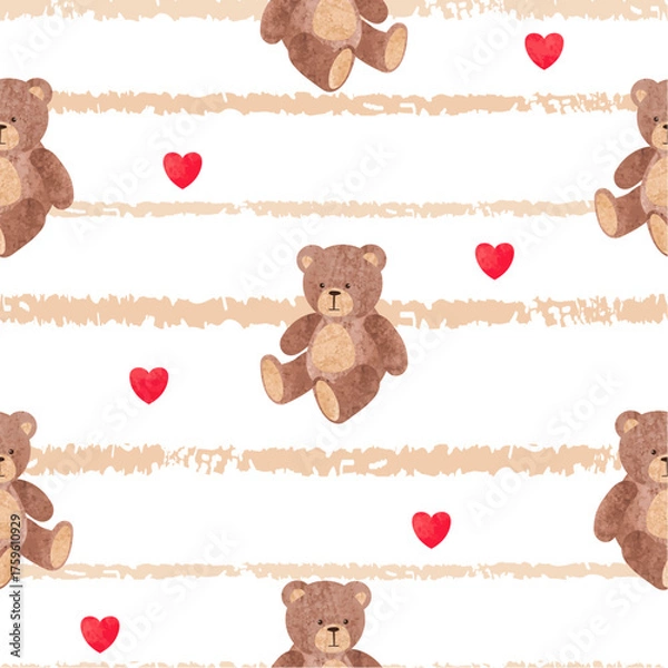 Obraz Cute little teddy bear pattern. Vector childish print