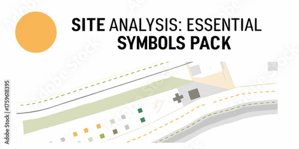 Fototapeta Site analysis essential symbols pack for urban planning and architecture design projects