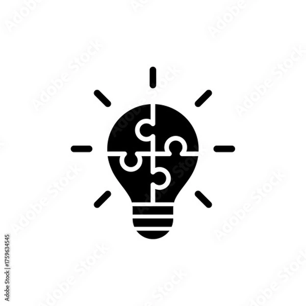 Obraz Lightbulb idea icon – innovation and creative thinking concept vector illustration

