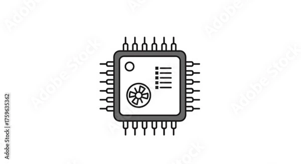 Obraz Microchip Minimalist Line Art Central Processing Unit Technology Theme