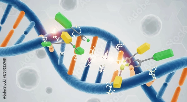 Obraz Dna strand molecular model science concept medical research genetic engineering innovation