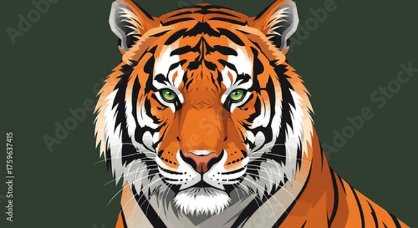 Obraz Tiger Portrait Detailed Digital Painting Intense Gaze Wildlife Animal Theme Powerful Presence