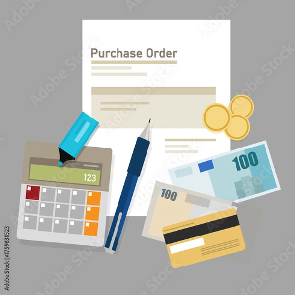 Obraz Purchase Order and Payment Process: Business Procurement Concept