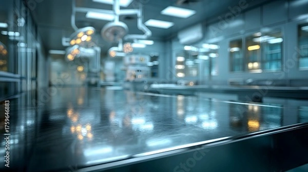 Fototapeta Modern Operating Room Interior with Bright Surgical Lights and Equipment