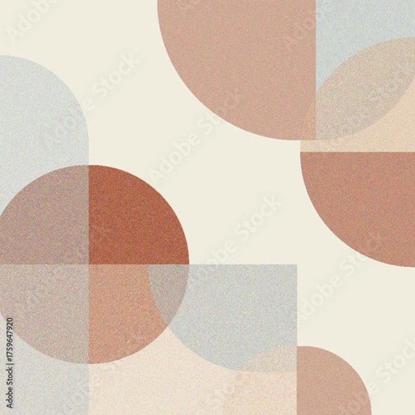 Fototapeta Abstract Minimalist Geometric Tiles Background with Overlapping Circle and Earthy Muted Colors