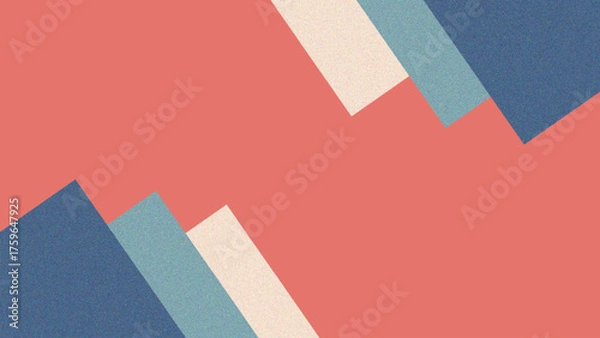 Fototapeta Abstract Minimalist Geometric Zig Zag Background with Earthy Terracotta and Blue Color Blocks