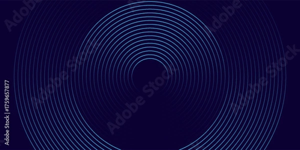 Fototapeta Abstract blue glowing geometric lines on dark blue background. Modern shiny blue circle lines pattern. Futuristic technology concept. Suit for cover, poster, banner, brochure, header, website