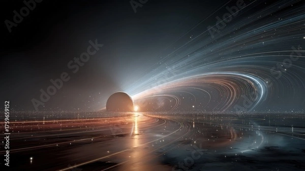 Obraz Celestial Orbits and Time-Lapse Star Trails Across the Universe