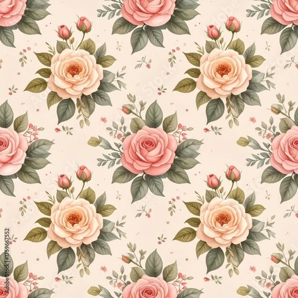 Fototapeta Hand-Drawn Rose Pattern