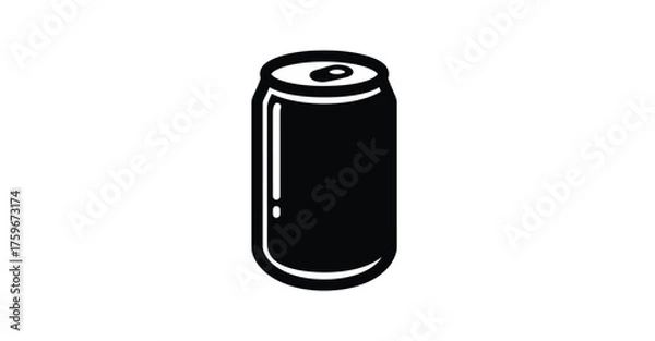 Fototapeta A minimalist black and white illustration of a soda can isolated on a white background silhouette