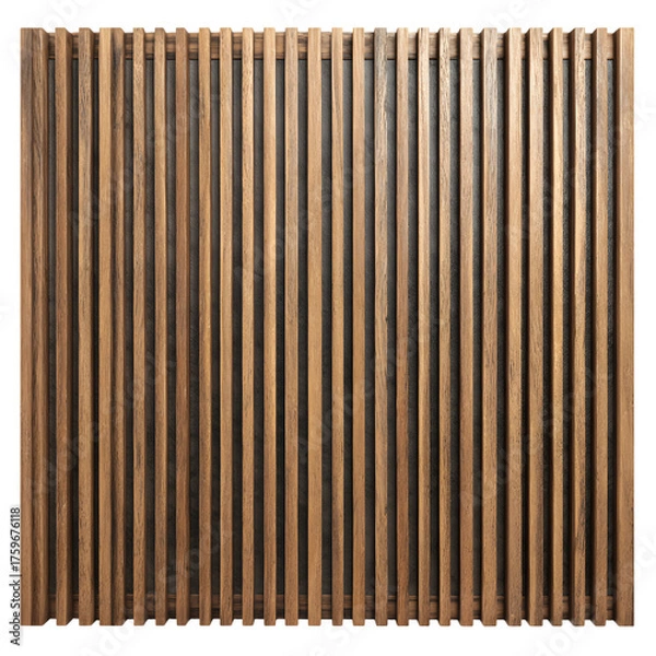 Obraz Vertical Wooden Slat Wall Panel, Modern Interior Design Element Isolated on White Background
