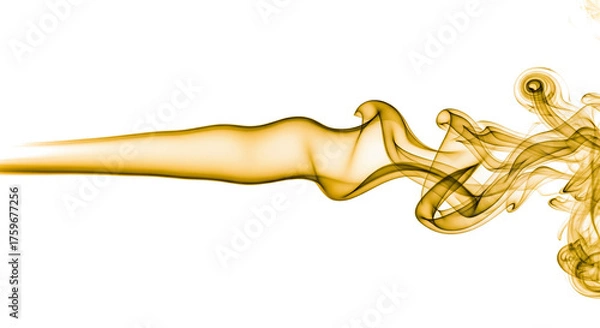 Fototapeta Abstract swirling golden smoke or liquid flowing in a dynamic artistic shape isolated on transparent background