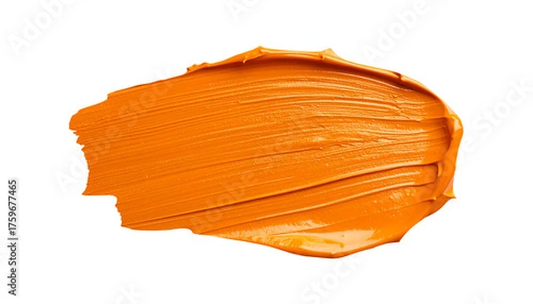 Fototapeta textured abstract orange paint stroke isolated on transparent background, png