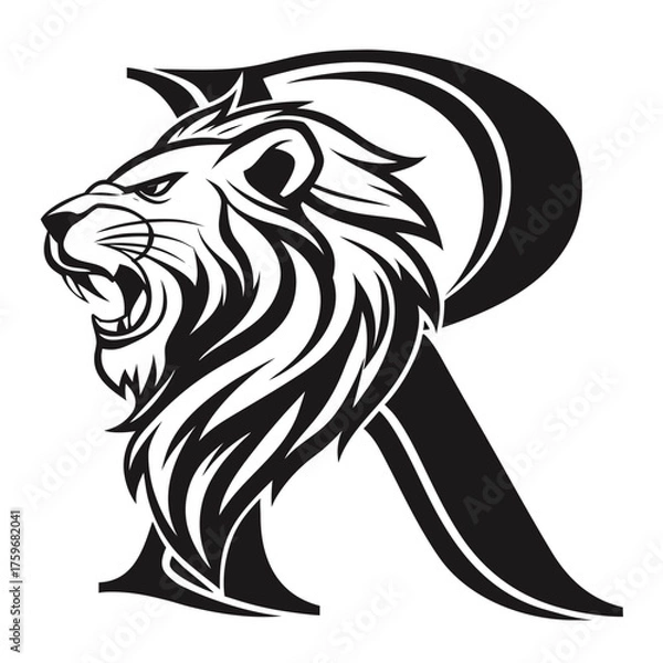 Fototapeta Lion head with letter r