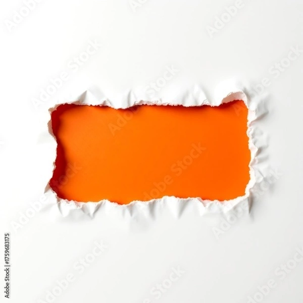 Obraz Captivating View of Torn Paper Revealing a Vibrant Orange Background Underneath
