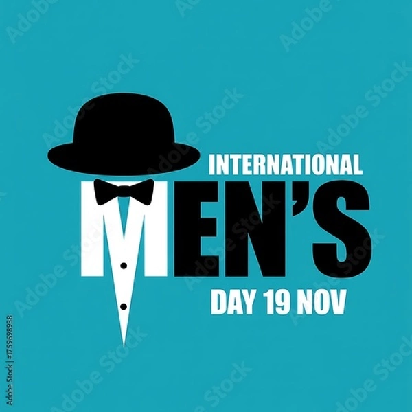 Fototapeta International mens day graphic with tuxedo and bowler hat