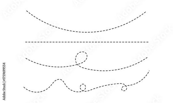 Fototapeta Hand drawn dotted lines isolated on white background