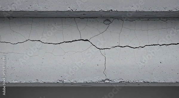 Obraz Cracked Concrete Beam: Structural Damage, Texture, and Abstract Composition.