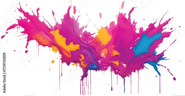 Fototapeta Abstract Color Explosion Splash with Vivid Red, Yellow, and Blue Paint for Modern Digital Art Background and Creative Design