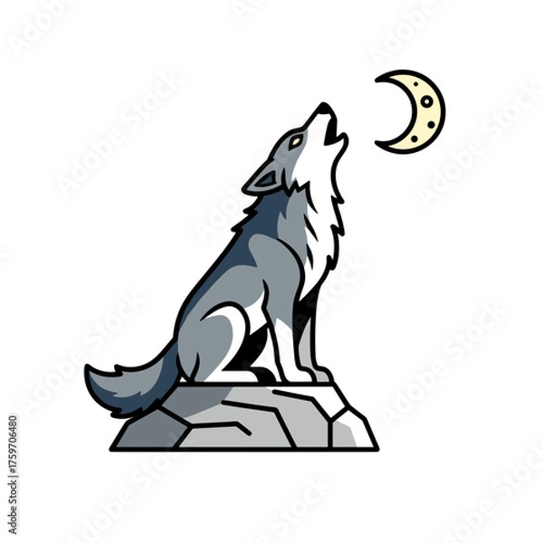Fototapeta Simplified Howling Wolf