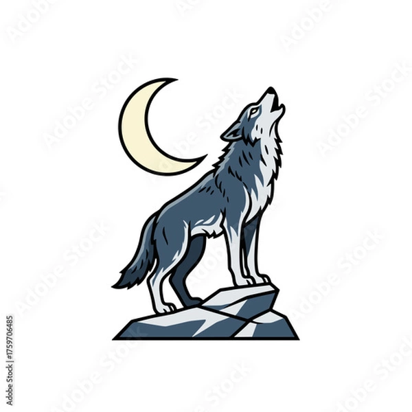 Fototapeta Wolf with cluster moon