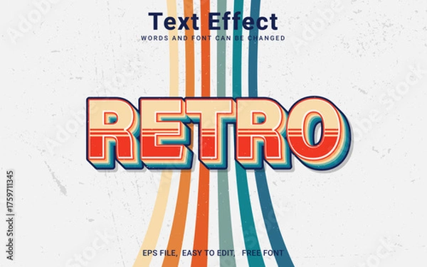 Obraz Vintage retro text effect, Editable Retro text effect in Illustrator